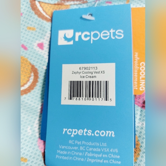 RC Pets Zephyr Cooling Vest for Dogs, Ice Cream Size XS - Picture 3 of 5